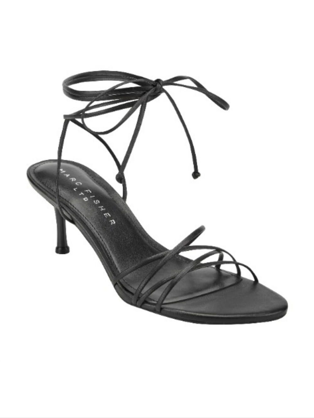 Marc Fisher LTD Ankle Wrap Kitten Heel Leather Sandal